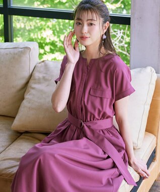 Tiaclasse 【洗える】フラップポケットワンピース パープル