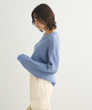 Green Parks ・ＥＬＥＮＣＡＲＥ　ＤＵＥ　タック編バイカラーニット Blue