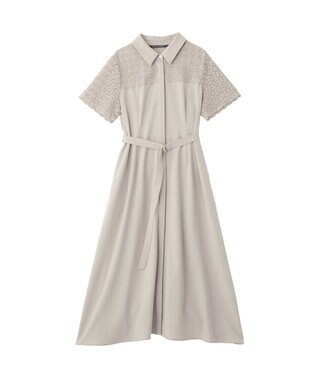 YECCA VECCA レース切替ワンピース Gray Beige