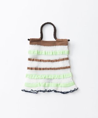 TRICOTE ボーダーシアー ニットバッグ 90WHITE