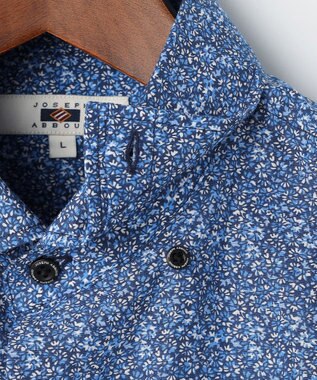JOSEPH ABBOUD 【キングサイズ・清涼・リネンブレンド】コットンリネン ボイルフラワープリント 半袖シャツ ネイビー系5