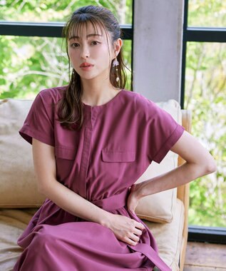 Tiaclasse 【洗える】フラップポケットワンピース パープル