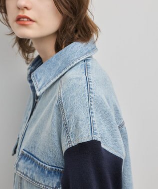 GRACE CONTINENTAL ニットスリーブデニムワンピース サックス