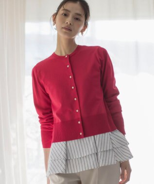 組曲 S フラワーメタル ニット カーディガン チェリー