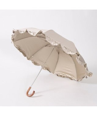 UNBILLION カシュネ cachenez / 【晴雨兼用】【日傘】 【UV カット率99.999.9％以上】PUビッグフリルトップレス折りたたみ傘 ベージュ