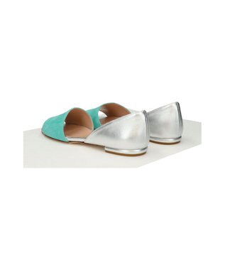 INTER-CHAUSSURES 【INTER-CHAUSSURES】異素材コンビオープントウパンプス ブルーコンビ