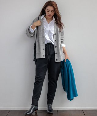 23区 L 【Lサイズ限定】ヴィスコースストレッチ ジョグ パンツ ブラック系