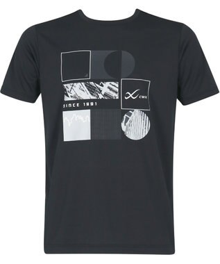 CW-X 【UNISEX】 CW-X トップス Ｔシャツ 半袖 3分袖 Ｕネック メッシュ素材 UVカット率90%以上(本体) ユニセックス DLR195 /ワコール ブラック