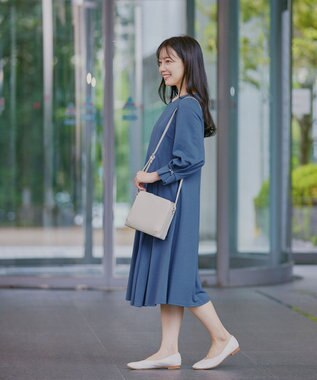 Tiaclasse 【GOLD LABEL・洗える】アシメプリーツポンチワンピース ブルー