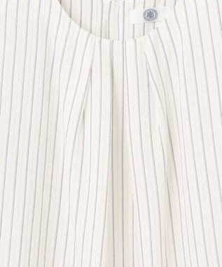 J.PRESS LADIES L シアーストライプ&チェック カットソー ホワイト系1