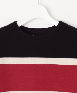 自由区 S 【洗える】ウールミラノボーダー ニット レッド×シャンパンベージュ×ブラック