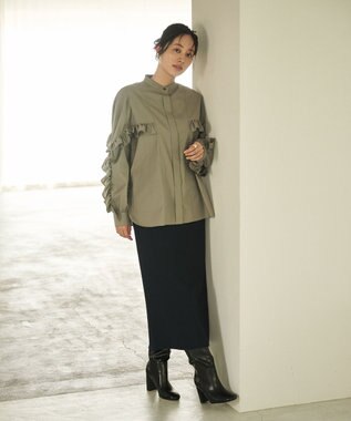 #Newans 【セレモニーにも】〈亀恭子さんコラボ〉美シルエットロングタイトスカート ネイビー