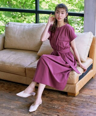 Tiaclasse 【洗える】フラップポケットワンピース パープル