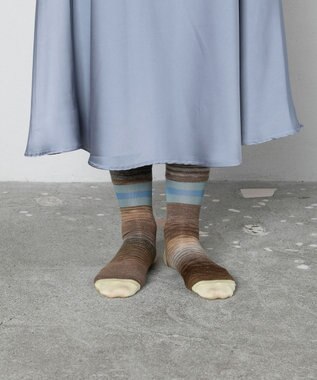 TRICOTE カスリラインソックス 87BROWN