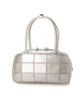 UNBILLION ピークスピーク PEAKS PEAK / 牛革パッチワーク横長ボストン シルバー