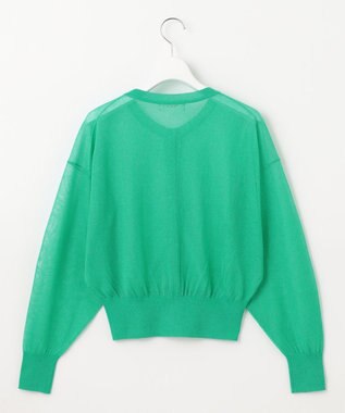 Feroux 【洗える】シアーカラー カーディガン グリーン系