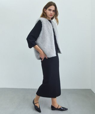 BEIGE， 【ロングセラー】LAURA / ストレッチ Iラインニットスカート Black