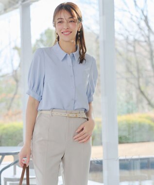 Tiaclasse L 【新色追加】パフスリーブシャツブラウス サックス