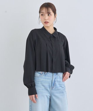 earth music&ecology タックプリーツショートシャツ Black