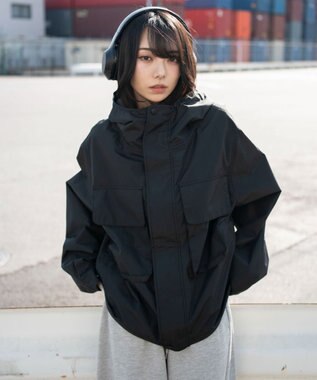 WEGO 【ユニセックス着用ITEM/アウトドア】フードシェルブルゾン ブラック