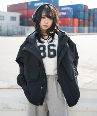 WEGO 【ユニセックス着用ITEM/アウトドア】フードシェルブルゾン ブラック