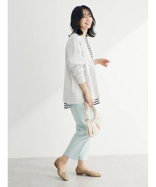 Green Parks ミニ裏毛Ｖネックカーディガン Gray Mixture