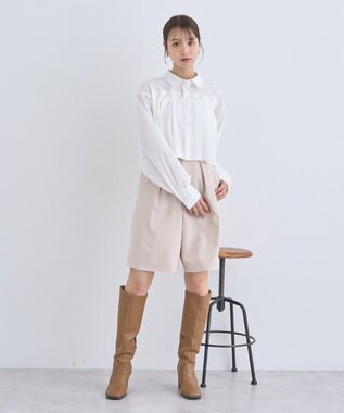 earth music&ecology タックプリーツショートシャツ Off White