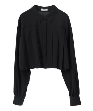 earth music&ecology タックプリーツショートシャツ Black