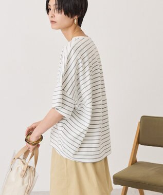 AMERICAN HOLIC 【先行予約】ボーダーコクーンプルオーバー Grayish Khaki