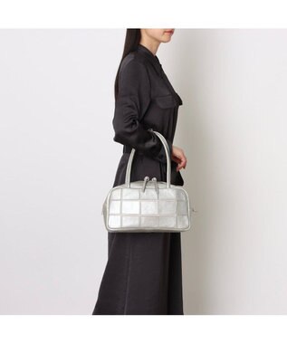 UNBILLION ピークスピーク PEAKS PEAK / 牛革パッチワーク横長ボストン シルバー