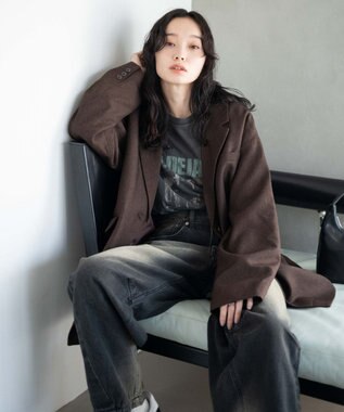 WEGO ボクシーテーラードジャケット ダークブラウン