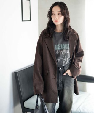 WEGO ボクシーテーラードジャケット ダークブラウン