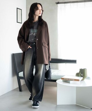 WEGO ボクシーテーラードジャケット ダークブラウン