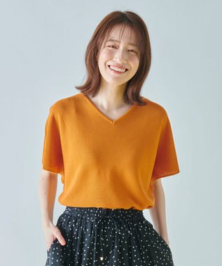 ANY 【洗濯機可/UVケア/アンチピリング】アクリルガーター バタフライスリーブニット アプリコット