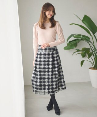 Feroux 【洗える】パワショル ニットプルオーバー ベージュ系