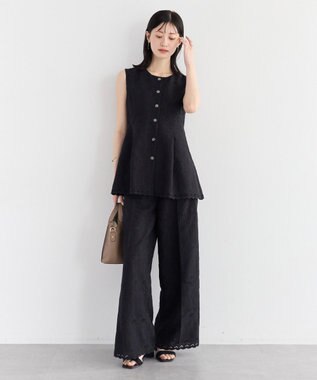 YECCA VECCA 刺繍ワイドパンツ Black