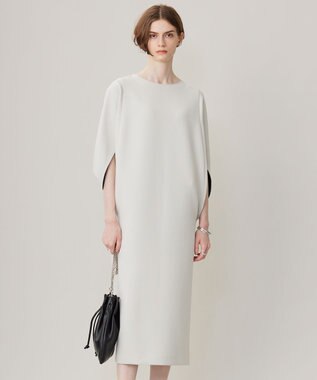 ICB L 【洗える】 ダブルフェイスクレープ ドルマンスリーブワンピース トープ系（裏面ブラック）