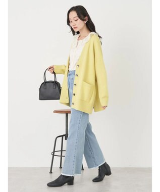 earth music&ecology やわらかタッチＶネックカーディガン Yellow