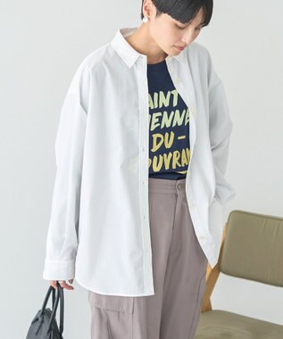 AMERICAN HOLIC イージーケアブロードシャツ Stripe White