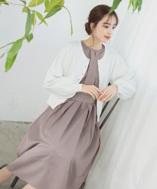 Tiaclasse L 【セレモニー・XSサイズ(5号)追加・新色追加・洗える】キーネックフレアワンピース モカ