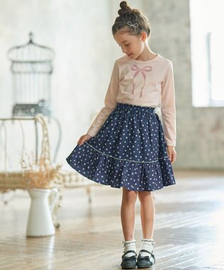 組曲 KIDS 【110-140cm】リボンアート Tシャツ ピンク系