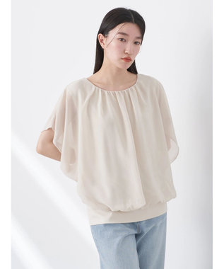 earth music&ecology シアードッキングドルマンブラウス Ivory