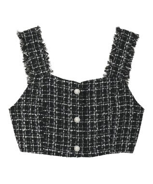 earth music&ecology 【セットアップ可】フリンジツイードビスチェ Black