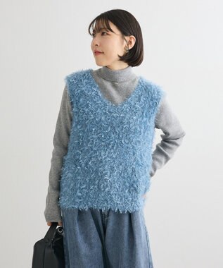 Green Parks フェザーヤーンニットベスト Blue