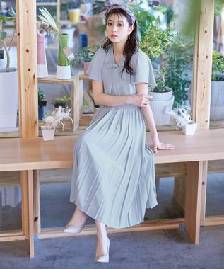 Tiaclasse 【洗える】リボンタイプリーツワンピース