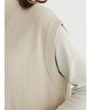 Green Parks ＺＩＰ付きリブニットベスト Beige