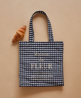 Maison de FLEUR ブランドロゴ刺繍ギンガムスクエアトート