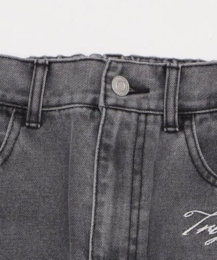 WEGO 刺繍ロゴバレルレッグパンツ デニムブラック