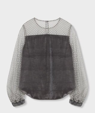 GRACE CONTINENTAL フロッキーチュールコンビトップ グレー