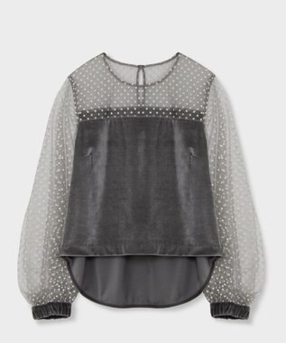 GRACE CONTINENTAL フロッキーチュールコンビトップ グレー